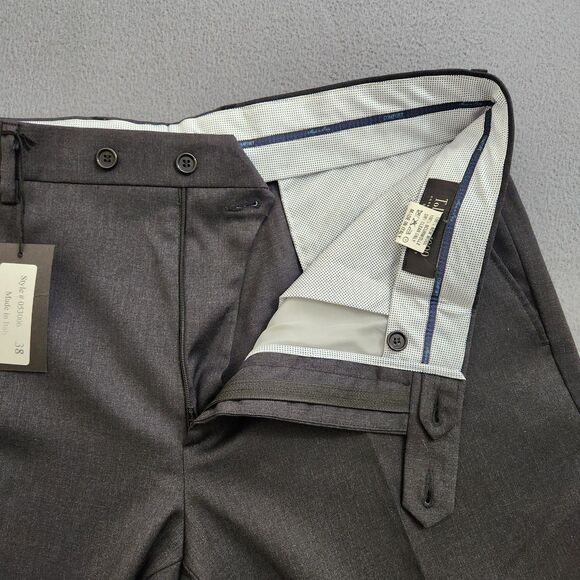 Patrick James Men 38 Black Wool Tollegno 1900 Super 100s Unhem Dress Pants NWT - Picture 7 of 14